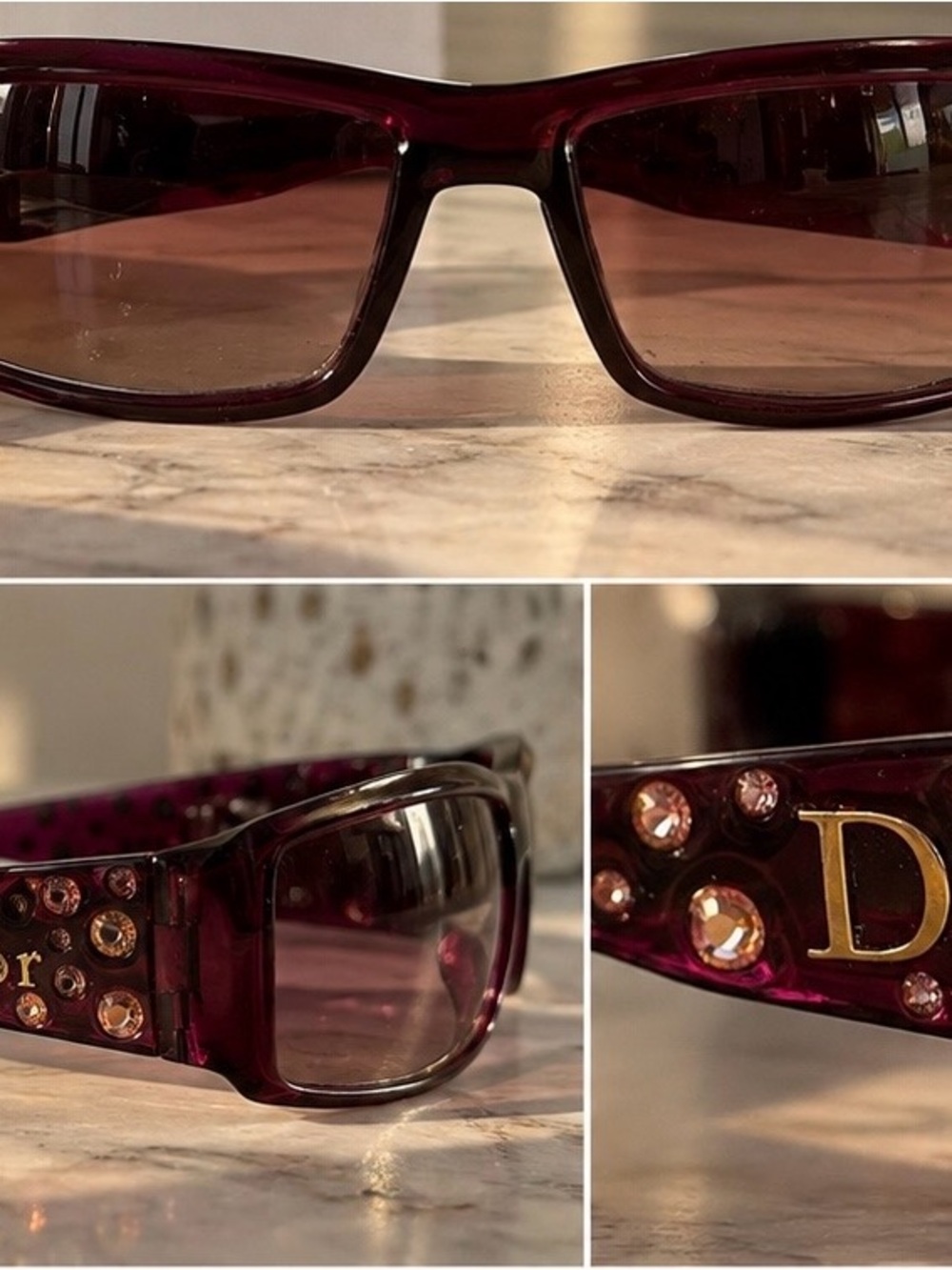 Dior Purple Jeweled Logo Sunglasses